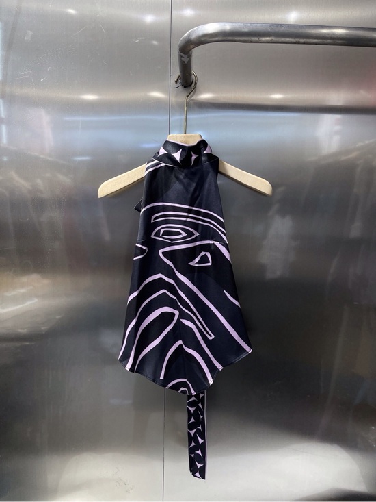 Emilio Pucci Tops - Emilio Pucci Black and Lilac Halter Silk Tank